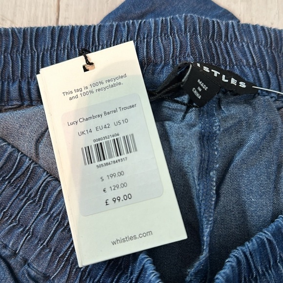Whistles Lucy Chambray Barrel Trouser Blue - Picture 12 of 12